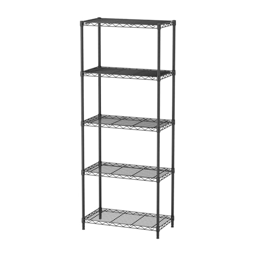 Golpart 5Tier Adjustable Storage Shelves Metal Wire Shelving Standing Shelf - color: Black, size: 5-tier-12"Dx22"Wx59"H