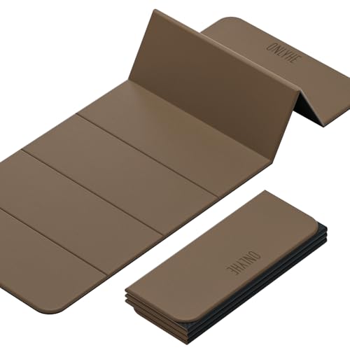 Foldable Yoga Mat Exercise Mat for Home Workout, Comfortable and Durable, 8mm Thick Portable Folding Mat, Non-Slip, Pilates Mat Thick, Outdoor Use, Meditation, Travel, Camping (71"x24" x 0.3") - color: Brown+Black