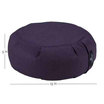Hugger Mugger Zafu Meditation Cushion - Support in Cross-Legged Sitting, Buckwheat Filled, Durable Fabric, Convenient Handle, Handmade in USA - color: Plum