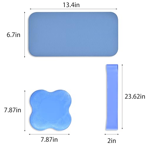 Yoga Knee Support Pad for Women Pilates Kneeling Cushion | Elbows Wrist Hands Head Foam Extra Thick Men Exercise Knees Pads Set of 6 Pieces - color: Blue