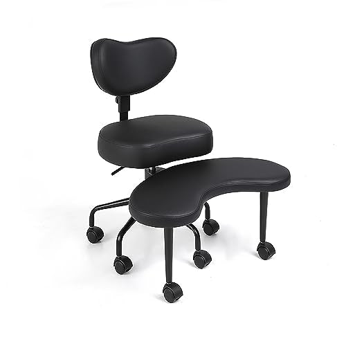 Pipersong Meditation Chair PRO, Cross Legged ADHD Office Chair, Black | Height Adjustable Ergonomic Backrest, Memory Foam Cushion, Exclusive Cresent Footstool Design, Thick Certified Wood Board - color: Black, size: 17.5" Seat+Height Adjustable Backrest