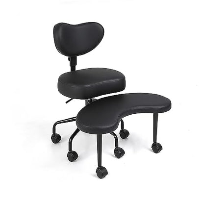 Pipersong Meditation Chair PRO, Cross Legged ADHD Office Chair, Black | Height Adjustable Ergonomic Backrest, Memory Foam Cushion, Exclusive Cresent Footstool Design, Thick Certified Wood Board - color: Black, size: 17.5" Seat+Height Adjustable Backrest