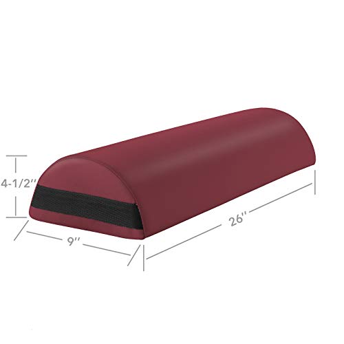 Saloniture Jumbo Half Round Massage Table Bolster Under-Knee Pillow Pad - 26 x 9 x 4.5 Inch - Burgundy - color: Burgundy