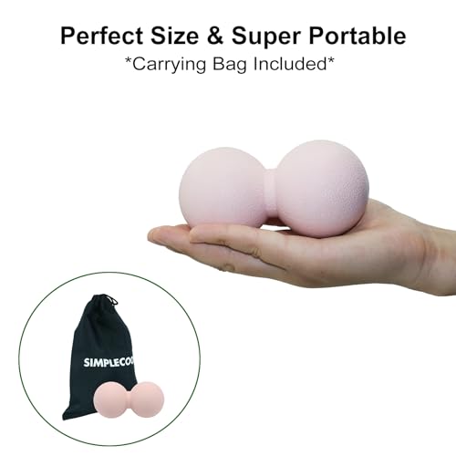 Hard Peanut Massage Ball, Double Ball Peanut Roller, 4.7″×2.4″, Pink - color: Pink