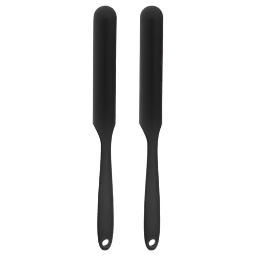 HARFINGTON 2Pcs Silicone Spatula Scraper 9.45" Reusable Non-Stick Flexible Spatulas for Epoxy Resin Liquid Paint Arts DIY Crafts, Black - color: Black