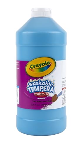 Crayola Washable Tempera Paint For Kids, Turquoise Paint, Classroom Supplies, Non Toxic, 32 Oz Squeeze Bottle - color: Turquoise, size: 32 Fl Oz (Pack of 1)