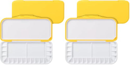 Mr. Pen- Airtight Watercolor Palette with Lid, 18 Wells & 2 Mixing Areas (Pack of 2) - color: Yellow, size: 2 Pack