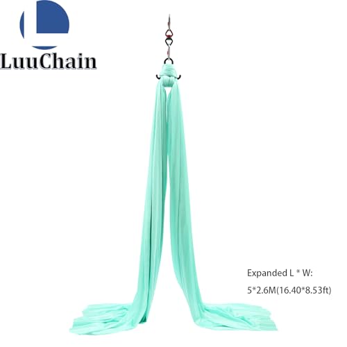 Aerial Silks Equipment for Aerial Yoga Aerial Dance Acrobatic Circus Arts Soft Durable Yoga Hammock Aerial Rig for All Skill Levels Load Capacity 440LB Black - color: Green-16.4*8.53FT
