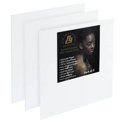 New York Central Portrait-Smooth Artist Canvas Panel 6x6 - Professional Quality 100% Cotton Canvas Panels for Painting - Ideal for Painting, Acrylics, Oils - size: 6x6"