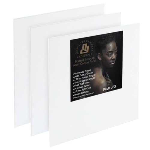 New York Central Portrait-Smooth Artist Canvas Panel 10x10 - Professional Quality 100% Cotton Canvas Panels for Painting - Ideal for Painting, Acrylics, Oils - size: 10x10"