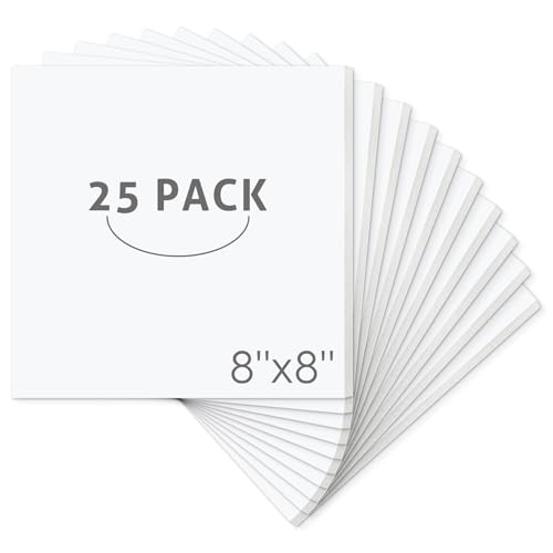 Mat Board Center 8x8x1/8" White High-Grammage Foam Core Boards Pack of 25 | Acid Free, Polystyrene, Warp-Resistant, Double-Sided Foam Poster Board, Easy to Cut & Write for Display, Draw, Crafts & Art - color: White, size: 8x8