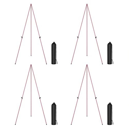 Easel Stand for Display, Aredy 63" Portable Painting Easel, Lightweight Metal Easels for Painting Canvas, Wedding Sign (4 Pack, Pink) - style: 4 pack (PINK)