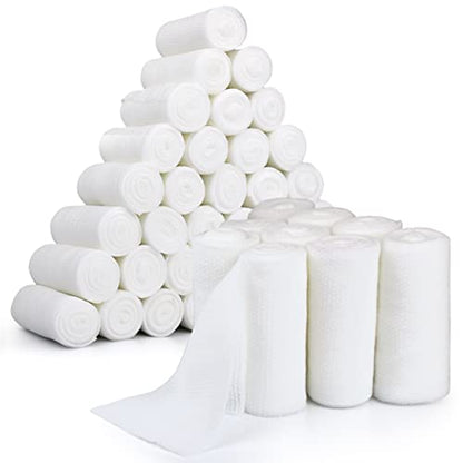 Gauze Rolls –36 Rolls- Premium First Aid Supplies for Safe Adventuring–Flexible, Stretchable, Breathable Gauze Bandage Rolls – 3” x 4.1 Yards Bandage Wrap for Wound Dressing - size: 3" Pack of 36 Rolls