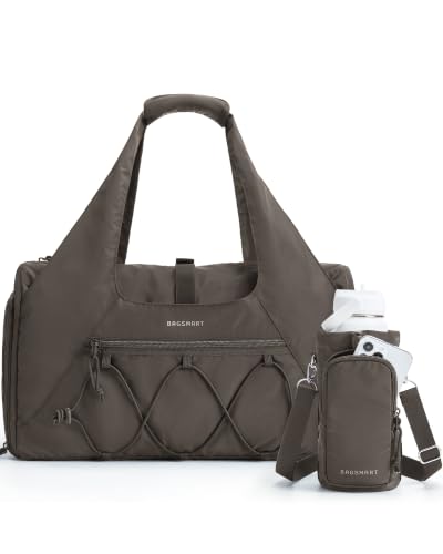 BAGSMART Gym Bag for Women, Lightweight Duffel with Shoe Compartment, Tote Bag with Wet Pocket for Yoga Travel, Dim Gray - color: Dim Gray, style: Casual Tote