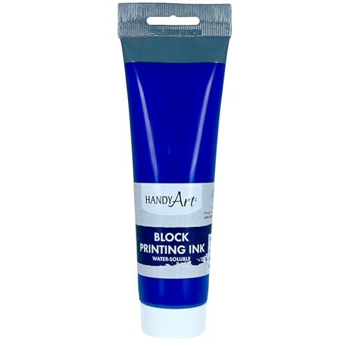 Handy Art Block Printing Ink, Blue, 5 oz Tube, Water-Soluble | Highly Pigmented Vibrant Opaque Color with Superior Transfer Tack, Water Soluble, Certified Safe & AP Non-Toxic, Made in USA - color: Blue, size: 5 Fl Oz
