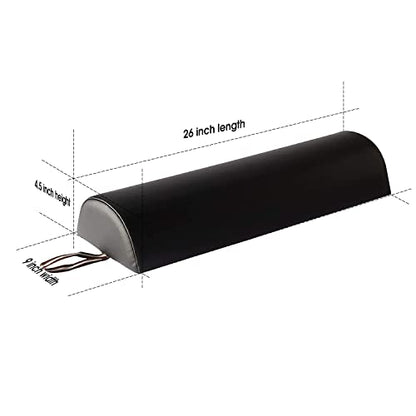Master Massage Tables 9 inches Large Half Round Bolster Pillow, Half Moon Bolster Pillow for Massage Table, Semi-Round Massage Pillow Cushion with 100% PU Leather, Durable Soft 9"x 26" - (Black) - color: Black, size: 1 count (pack of 1)