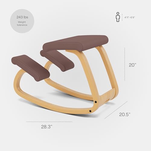 Varier Ergonomic Kneeling Chair, Rocking Knee Stool for Home Office Desk - color: Light Brown/Mocca Tonal