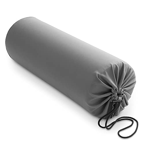 Saloniture Microfiber Cylinder Pillow Case Cover for Massage Table Bolsters - 30 x 9 Inch with Drawstring Closure, Gray - color: Gray
