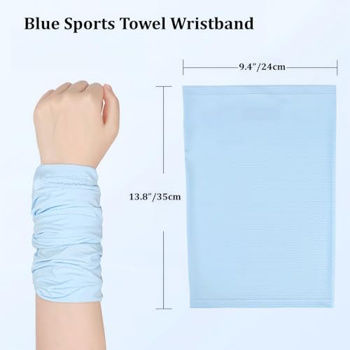 Cooling Sports Towel Wristband, Neck Gaiter Face Cover, Ice Silk Fabric for Instant Cooling & Sweat Absorption 2pcs - color: Blue