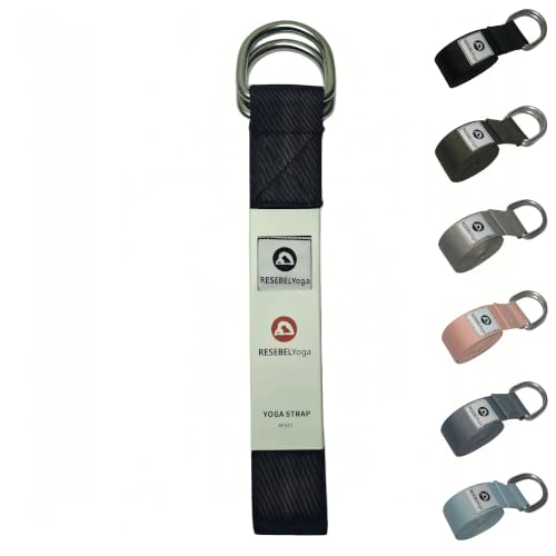 Yoga Strap for Stretching, Non-Elastic Yoga Belt with D-Ring | Thickened cotton strap in 6ft & 8ft sizes for Pilates, gym workouts, physical therapy, flexibility and posture support - color: Black, size: 6Feet/1.8M