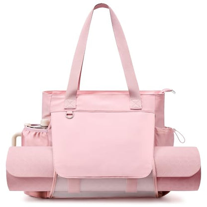 WLLWOO Thick Yoga Mat Bag Women Gym Tote Breathable Mesh Holder Wet Pocket - color: Pink