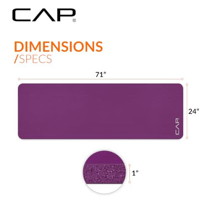 CAP Barbell 1-Inch High Density Exercise Yoga Mat with Strap | Multiple Colors - color: Wine