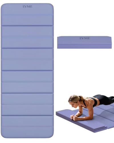 LVME Foldable Yoga Mat, Extra Thick 10mm, 76"x26"Extra Long - color: Lilac