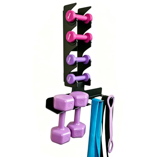 Wall Mounted Dumbbell Rack,Multi Purpose Gym Storage Rack | Hanger for Home and Pro Gym Storage for Exercise Bands,dumbbell, Jump Ropes, Chains, Lifting Belts Wait (Black)