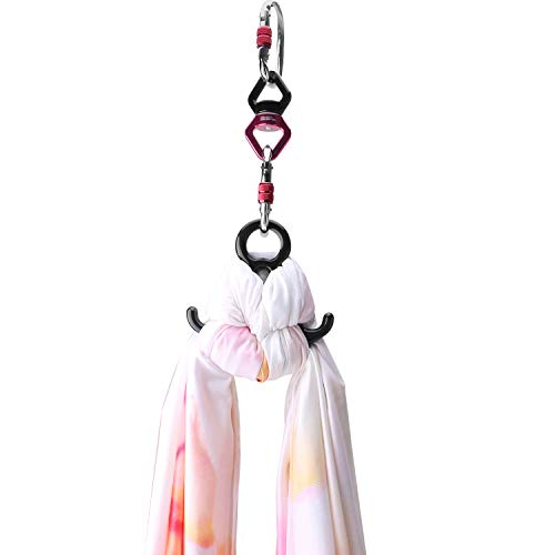 Aerial Silks 13 Yards Hardware Kit Medium stretch Aerial Yoga Hammock Acrobatics- Include Carabiners,Rescue 8,Swivel, Height Adjustment Strap, Portable Storage (Petal)