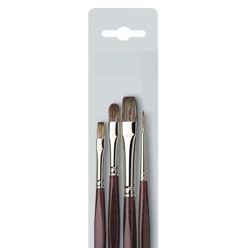da Vinci Oil & Acrylic Series 5103 Grigio Synthetic Paint Brush Set, Multiple Sizes, 4 Brushes (Series 7195, 7495, 7795) - style: Grigio Oil Starter Set