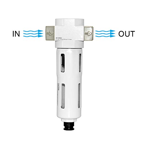 Beduan 1/4" Air in-line Compressed Particulate Filter,Moisture Water Trap Filter With Visible Bowl,Semi-Auto Drain(MINI) - size: 1/4"