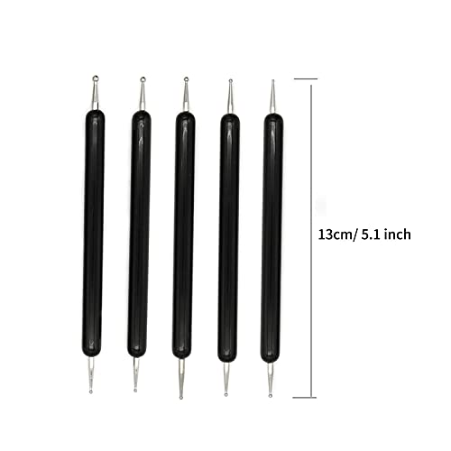4 Set Embossing Stylus Double End Tracing Dotting Tool, 20 Pcs Ball Embossing Stylus Double End Tracing Dotting Tool for Pottery Clay Craft, Embossing Art (Black) - color: Black