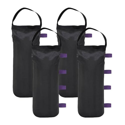 145 LBS Canopy Weights Sand Bags, 4-Pack Sand Bags for Weight Outdoor Advertising Tent Sunshade Fixed Windproof Pop up Canopy Tent Weights (Black-Purple Straps) - color: Black-purple straps
