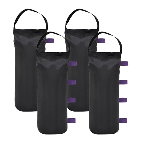 145 LBS Canopy Weights Sand Bags, 4-Pack Sand Bags for Weight Outdoor Advertising Tent Sunshade Fixed Windproof Pop up Canopy Tent Weights (Black-Purple Straps) - color: Black-purple straps