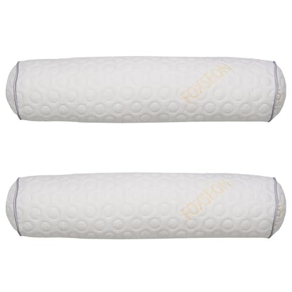 Cylindrical Pillow、 Fillable Porous Fiber Contour Neck Pillow、 (Pack of 2, White Jacquard) 18 x 4 inches、Bolster Pillow for Bed、Legs, Back and Yoga (18x4)