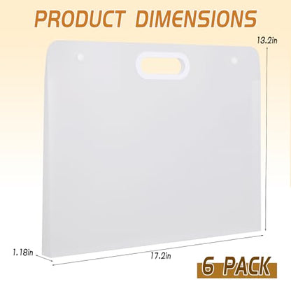 6 Pack Art Portfolio Folder 17.3"x13.2", A3 Size Plastic Portfolio for Artwork with Handle, Waterproof Art Storage Case for Posters, Drawings, Bulletin Boards