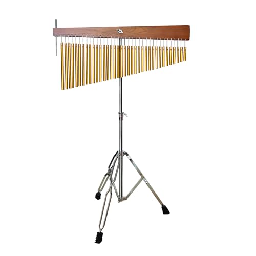 ENNBOM 36 Note Adjustable Height Wind Chime Single-row Percussion Chime with Collapsible Tripod Stand Bar Chime for Class Yoga Gold - color: 36 Note Chime