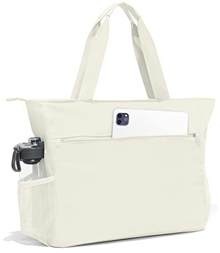 Heathyoga Multi-Functional Yoga Mat Carrier Gym Tote Bag - Large Mat Pocket, Women's Workout Bag - color: Zipper-Beige