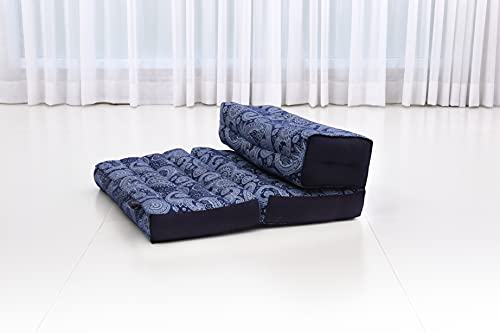 Leewadee Foldable Floor Mattress – 2 in 1 Floor Meditation Mat for Yoga and Relaxation, Seating Futon with Kapok - color: Cbt1 - Blue