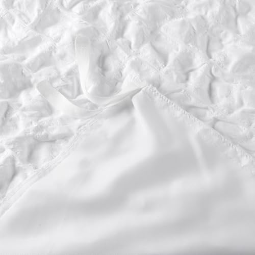 Weighted Blanket Cover, 60 x 80 Weighted Blanket Cover Seersucker, White Cover for Weighted Blanket, Washable,8 Ties, Duvet Cover only, Pillowcases not Included. - color: White Seersucker, size: 60*80