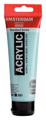 Amsterdam Standard Series Acrylic Paint Tube, Sky Blue Light 551, 4 fl oz | Vibrant Color with Acrylic Resin Binder, High Lightfastness, Water-Based, Strong Coverage, Visible Brush Strokes - color: Sky Blue Light, size: 4.06 Fl Oz (Pack of 1)
