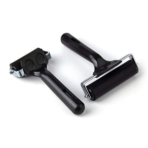 2Pcs Rubber Roller Brayer Rollers Hard Rubber 4 and 2.2 Inch for Printmaking (Black) by HRLORKC… - size: 1pack 2.2inch+1pack 4inch