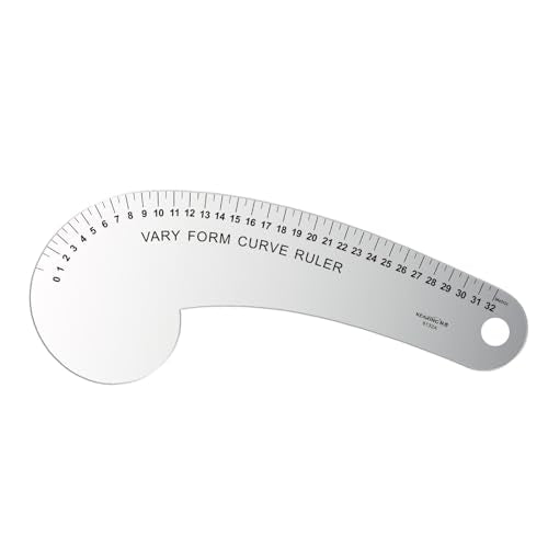 32CM French Curve for Pattern Making, Vary Form Curve Ruler | Aviation Aluminum Dual-sided Scales Hip Curve Ruler for Measuring Sewing, Fashion Design,Quilting - style: 6132A(32CM)