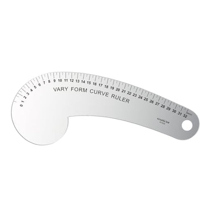 32CM French Curve for Pattern Making, Vary Form Curve Ruler | Aviation Aluminum Dual-sided Scales Hip Curve Ruler for Measuring Sewing, Fashion Design,Quilting - style: 6132A(32CM)