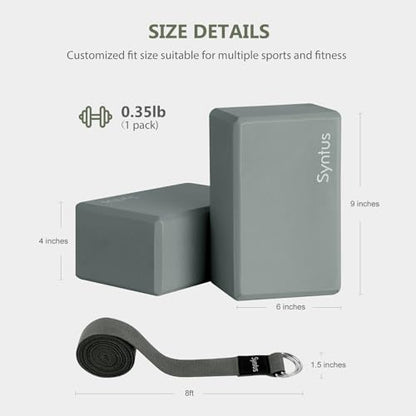 Syntus Yoga Block & Strap Set for Fitness, Pilates, Stretching and Toning - color: Grey