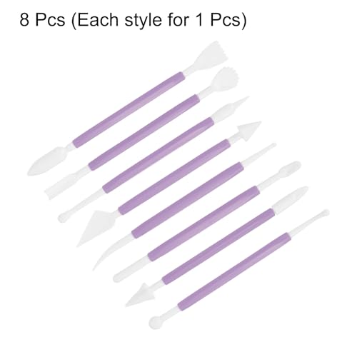HARFINGTON 8pcs Plastic Clay Tools Double-Headed Crafts Modeling Kit Clay Sculpting Tools Pottery Carving for Shaping Cutting Decoration Embossing Purple