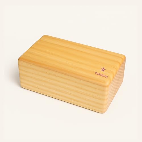 Yogikuti Solid Wooden Yoga Blocks | Premium Pine Wood Iyengar Yoga Blocks | Soild, Durable & Smooth Rounded Edges | Wooden Yoga Props for Stretching, Balance, Alignment & Home Studio Practice