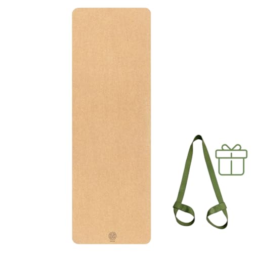 Cork Yoga Mat with Natural Rubber Base, Extra Size, Thickness and Support, Excellent Cushion & Grip, Non-Slip, Non-Toxic, Sweat-Resistant, Sustainable, Eco-friendly Exercise Mat - color: Original, size: 80 x 26 x 6 mm