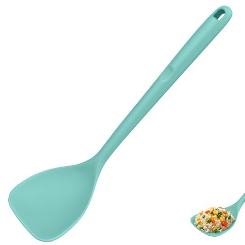 U-Taste Silicone Wok Spatula, 600ºF Heat Resistant Stir Fry Tool, Aqua Sky | 13.76" Long 3.63" Wide Wok Turner Cooking Utensils, Flexible Edge & Sturdy Core, Spatula Scoop for Non-Stick Pan Cast Iron - color: Aqua Sky