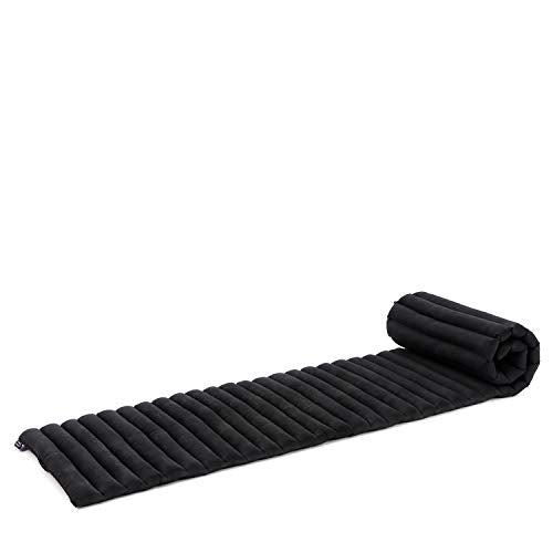 Leewadee - Foldable Floor Mattress - Japanese Roll Up Futon -Trifold Tatami Mat- Guest Floor Bed - Camping Mattress - Thai Massage Mat, Kapok Filled, 75 x 20 inches, Black - color: Cl02 - Black, size: S: 75x20"